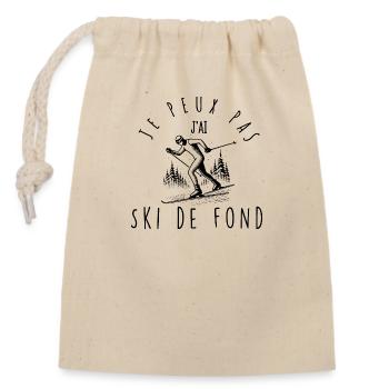 Je peux pas, j'ai Ski de fond - Sac cadeau en coton avec cordon (14 x 20 cm) - nature - Devant