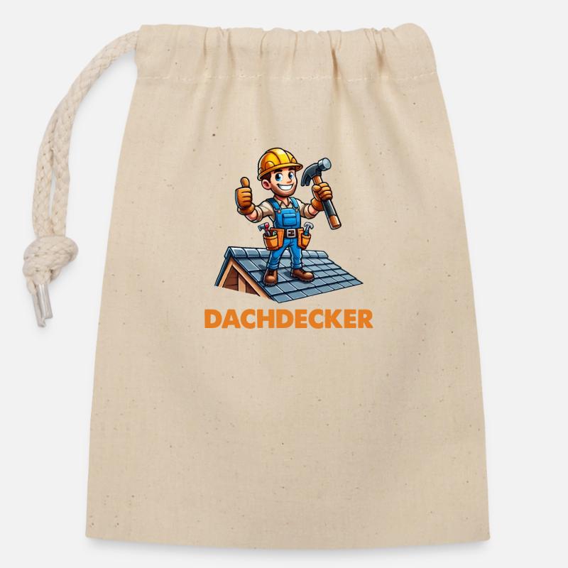 Dachdecker - Verschließbarer Geschenkbeutel aus Baumwolle (14x20cm) - Natur