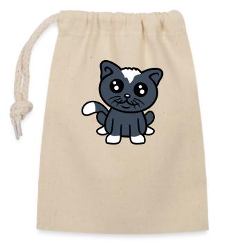 Cat Pet Cute Cute Kitten Friendly - Closable cotton gift bag (14x20cm) - nature - Front