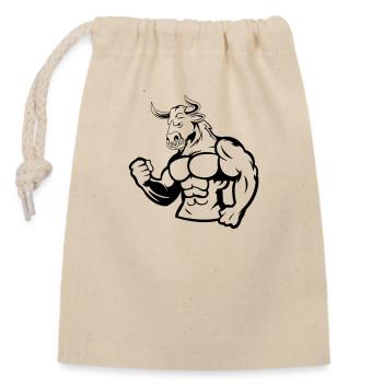 stier fitness - Verschließbarer Geschenkbeutel aus Baumwolle (14x20cm) - Natur - Vorne