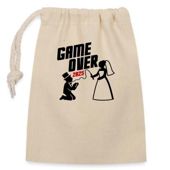 Game Over 2025 Ehe Paar Hochzeit - Verschließbarer Geschenkbeutel aus Baumwolle (14x20cm) - Natur - Vorne