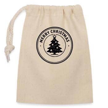 Merry Christmas - Sac cadeau en coton avec cordon (14 x 20 cm) - nature - Devant