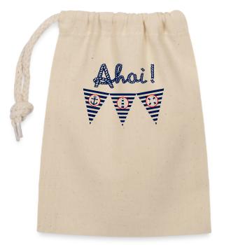 Ahoi, sea, maritime, flag - Closable cotton gift bag (14x20cm) - nature - Front