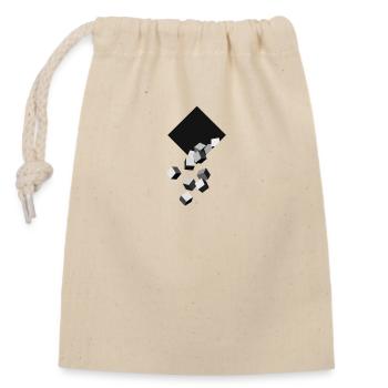 Dés, Carré, Marché noir - Sac cadeau en coton avec cordon (14 x 20 cm) - nature - Devant