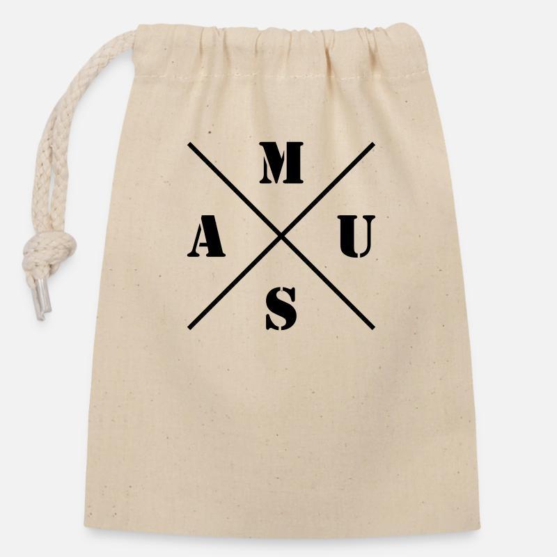 Maus Logo - Verschließbarer Geschenkbeutel aus Baumwolle (14x20cm) - Natur