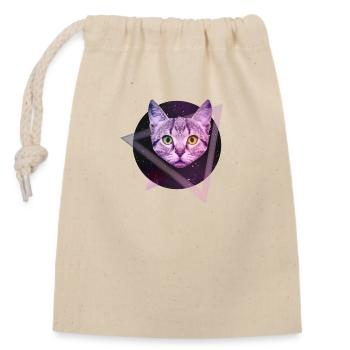 Space cat - Closable cotton gift bag (14x20cm) - nature - Front