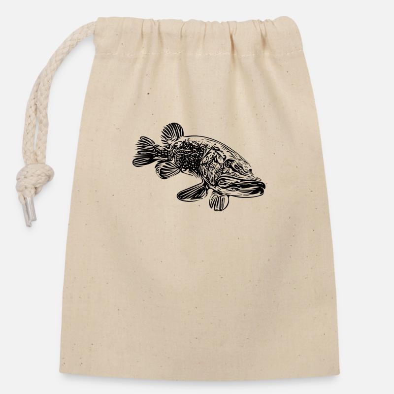pike - Closable cotton gift bag (14x20cm) - nature