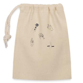 Composition des mains 2 - Sac cadeau en coton avec cordon (14 x 20 cm) - nature - Devant