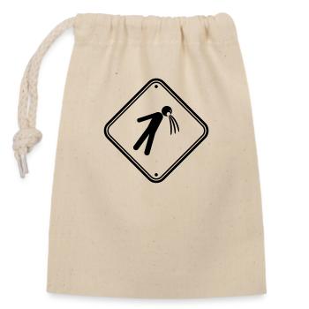 shield caution note vomit vomit - Closable cotton gift bag (14x20cm) - nature - Front
