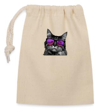 Cat sunglasses kitten city gift idea - Closable cotton gift bag (14x20cm) - nature - Front