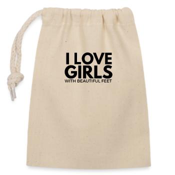 Love girls with beautiful feet - Verschließbarer Geschenkbeutel aus Baumwolle (14x20cm) - Natur - Vorne