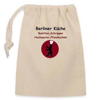 Berliner Küche, Rezept DDR, Berlin Sprüche typisch - Verschließbarer Geschenkbeutel aus Baumwolle (14x20cm) - Natur - Vorne
