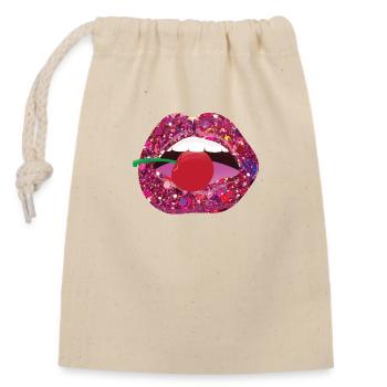 Embrasse-moi sur la cerise - Sac cadeau en coton avec cordon (14 x 20 cm) - nature - Devant