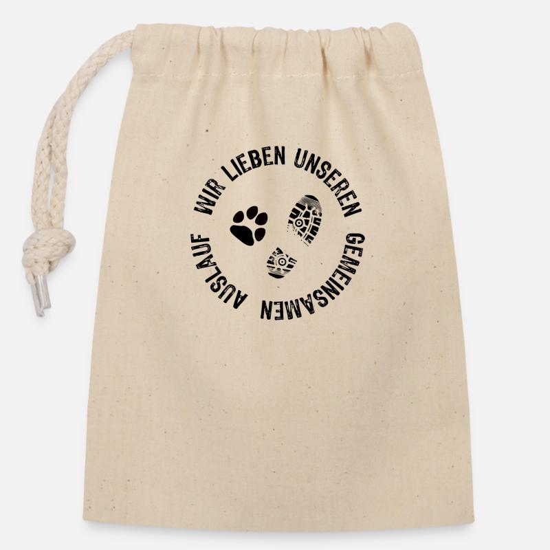 Jogging with dog - running - runner - Gassi - Closable cotton gift bag (14x20cm) - nature