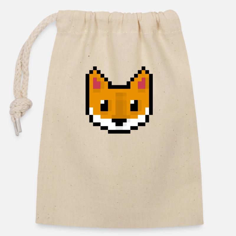 Fox - Closable cotton gift bag (14x20cm) - nature