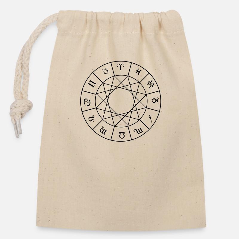 astrology - Closable cotton gift bag (14x20cm) - nature