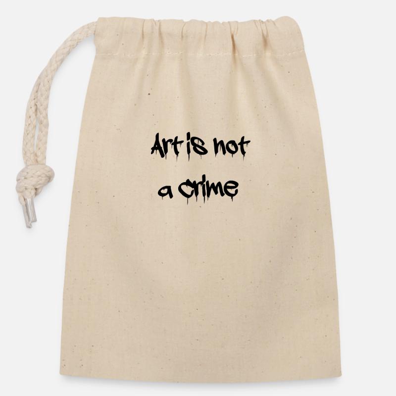 Art is not a Crime graffiti style - Closable cotton gift bag (14x20cm) - nature