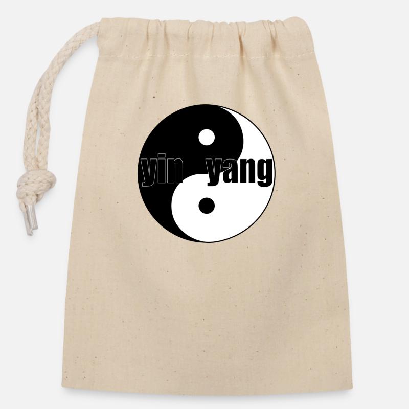 yin yang - Closable cotton gift bag (14x20cm) - nature