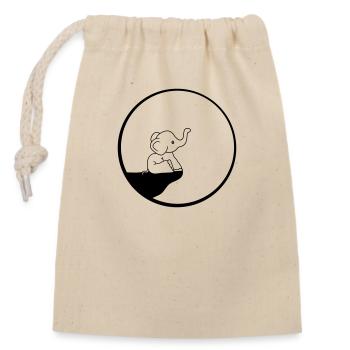cliff elephant moon night round circle sitting sweet - Closable cotton gift bag (14x20cm) - nature - Front