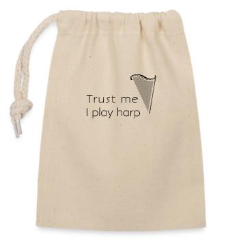 croyez-moi, je joue de la harpe - Sac cadeau en coton avec cordon (14 x 20 cm) - nature - Devant