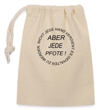 Pfote/Hand - Verschließbarer Geschenkbeutel aus Baumwolle (14x20cm) - Natur - Vorne