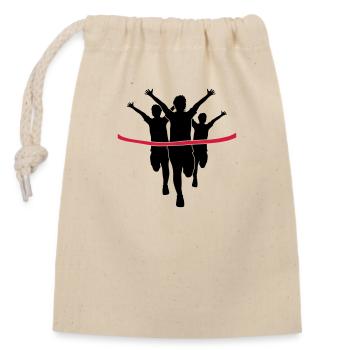 red band sport 3 laeufer run fast marathon - Closable cotton gift bag (14x20cm) - nature - Front