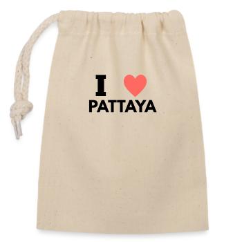 I LOVE PATTAYA - Verschließbarer Geschenkbeutel aus Baumwolle (14x20cm) - Natur - Vorne