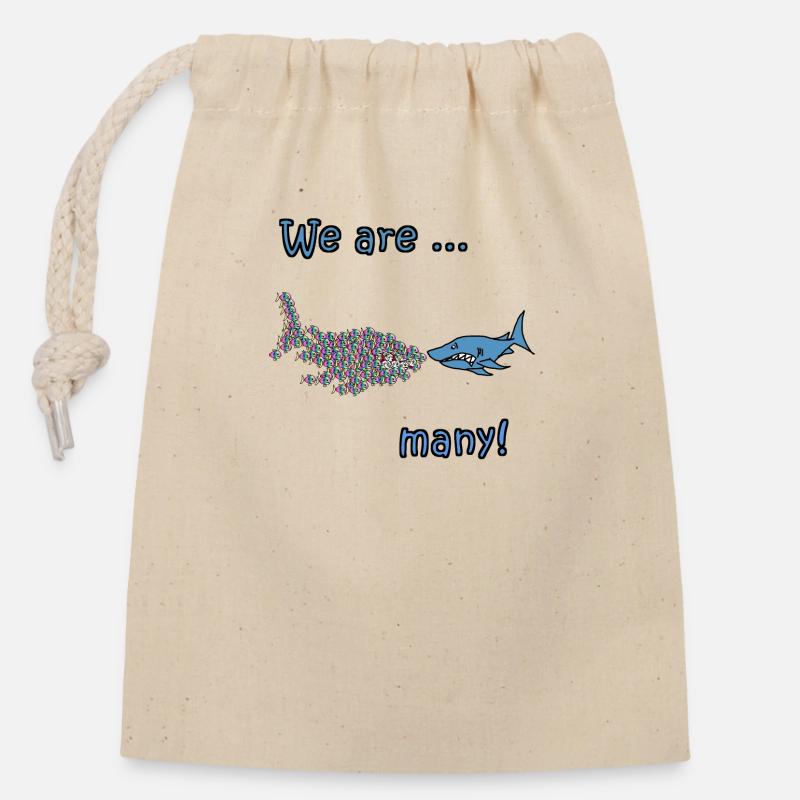 We are many - Closable cotton gift bag (14x20cm) - nature