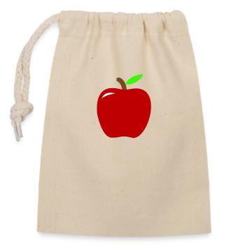Apple - Closable cotton gift bag (14x20cm) - nature - Front