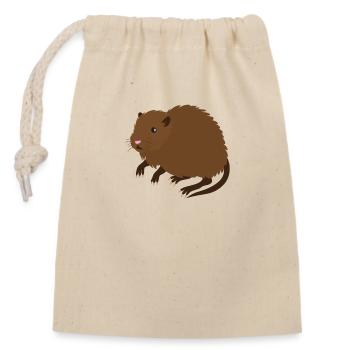 rat musqué en marron - Sac cadeau en coton avec cordon (14 x 20 cm) - nature - Devant