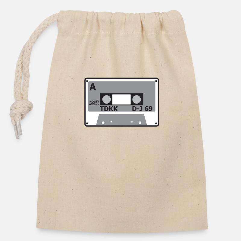 Cassette icône TDK en gris - Sac cadeau en coton avec cordon (14 x 20 cm) - nature