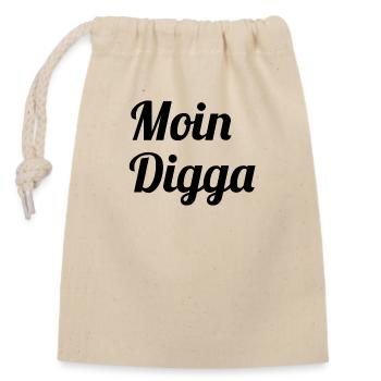 Moin Digga - Closable cotton gift bag (14x20cm) - nature - Front