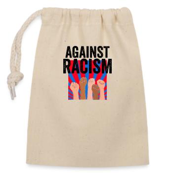 Anti racism | Antifa Against Right Gift Ideas - Closable cotton gift bag (14x20cm) - nature - Front