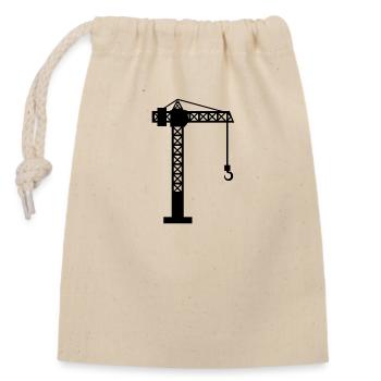 Crane construction site - Closable cotton gift bag (14x20cm) - nature - Front