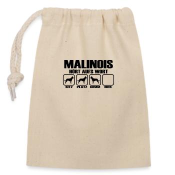Belgischer Malinois Spruch - Hört aufs Wort - Verschließbarer Geschenkbeutel aus Baumwolle (14x20cm) - Natur - Vorne