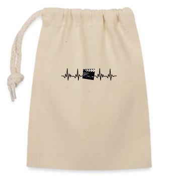 Filmmaker Heartbeat gift for cameraman - Closable cotton gift bag (14x20cm) - nature - Front