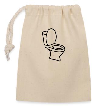 Klo WC Toilette - Verschließbarer Geschenkbeutel aus Baumwolle (14x20cm) - Natur - Vorne