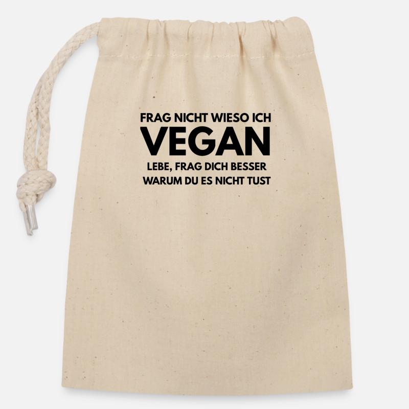 Veganer Sprüche - Verschließbarer Geschenkbeutel aus Baumwolle (14x20cm) - Natur