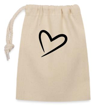 heart - Closable cotton gift bag (14x20cm) - nature - Front