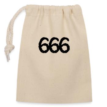 666 Symbol Zahl - Verschließbarer Geschenkbeutel aus Baumwolle (14x20cm) - Natur - Vorne