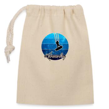 Kitesurfing kiteboarding - Closable cotton gift bag (14x20cm) - nature - Front