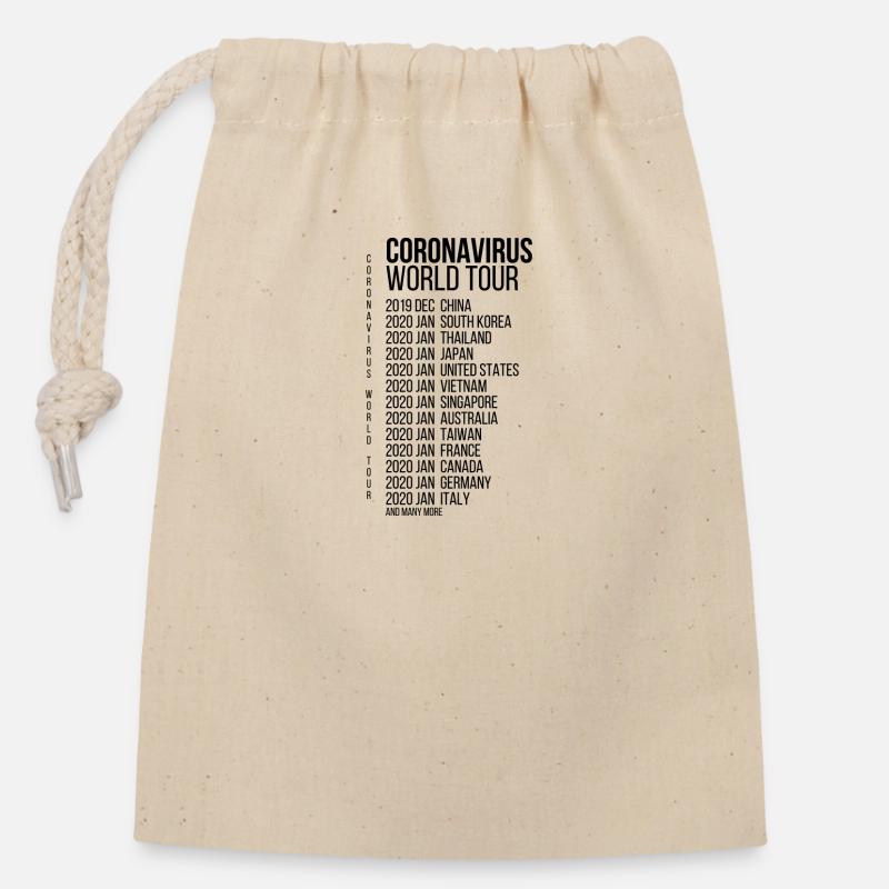 Tour du monde de CoronaVirus - Sac cadeau en coton avec cordon (14 x 20 cm) - nature