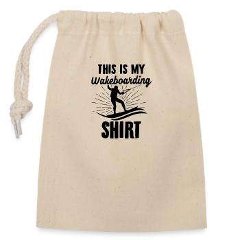 Wakeboard | Idées cadeaux Wakeboard Wakeboarder - Sac cadeau en coton avec cordon (14 x 20 cm) - nature - Devant