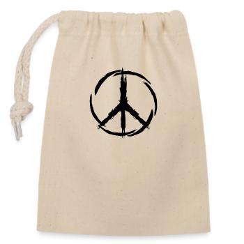 Peace Symbol Frieden - Verschließbarer Geschenkbeutel aus Baumwolle (14x20cm) - Natur - Vorne