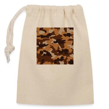 camouflage braun - Verschließbarer Geschenkbeutel aus Baumwolle (14x20cm) - Natur - Vorne