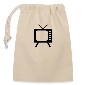 TV icon - Closable cotton gift bag (14x20cm) - nature - Front