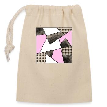 Mosaïque moderne rose - Sac cadeau en coton avec cordon (14 x 20 cm) - nature - Devant