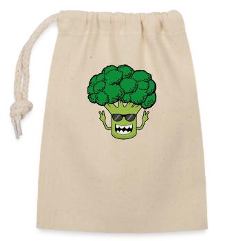 Brokkoli Broccoli Gemüse Lustig mit Sonnenbrille - Verschließbarer Geschenkbeutel aus Baumwolle (14x20cm) - Natur - Vorne