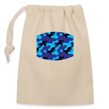 blue camouflage pattern - Verschließbarer Geschenkbeutel aus Baumwolle (14x20cm) - Natur - Vorne
