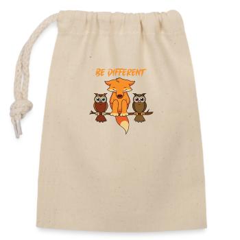 Fuchs Eulen Geschenk - Verschließbarer Geschenkbeutel aus Baumwolle (14x20cm) - Natur - Vorne